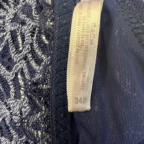 Aerie Navy Blue & White Lace Pluge Bralette Size 34D Women’s - Picture 7 of 7